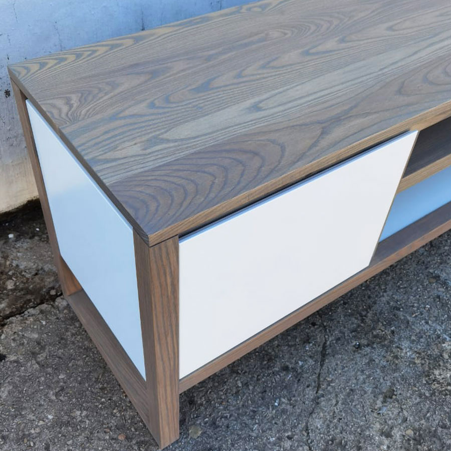 OSLO Plasma Unit 2 Door & Shelf Havanna (Ash) & White JB Furniture