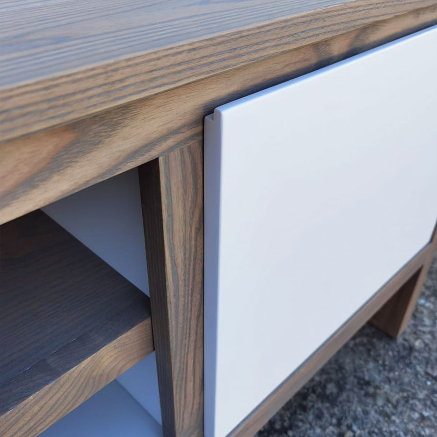 OSLO Plasma Unit 2 Door & Shelf Havanna (Ash) & White JB Furniture