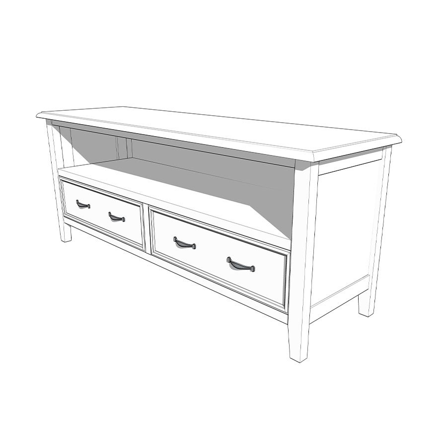 BASTILLE Plasma Unit 2 Drawers Solid White JB Furniture